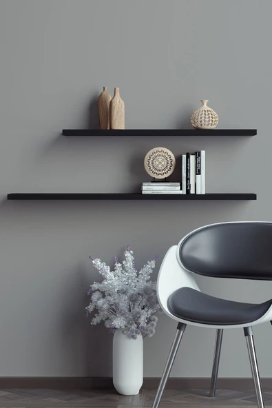 yankı-byeg 80 Cm 60 Cm 2li Mat Siyah Mdf Uçan Duvar Rafı Gizli Bağlantı Kitaplık ürün görseli 1