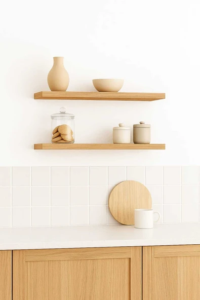 yankı-byeg 40 Cm 2li Safir Meşe Mdf Uçan Duvar Rafı Gizli Bağlantı Kitaplık ürün görseli 1