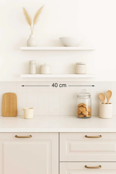 yankı-byeg 40 Cm 2li Mat Beyaz Mdf Uçan Duvar Rafı Gizli Bağlantı Kitaplık ürün görseli 1