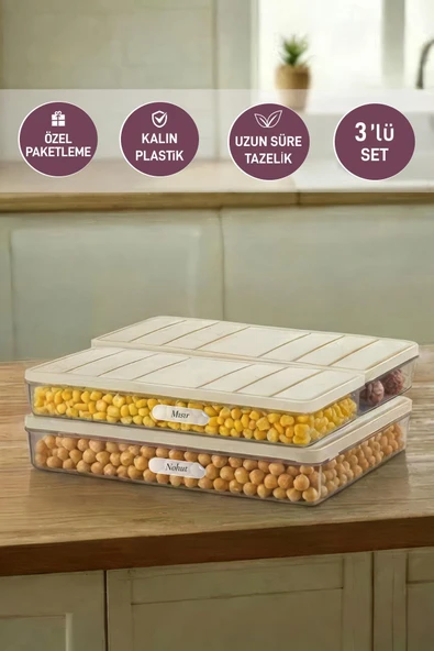 3'lü Set ( 1 Adet 2,25 2 Adet 1 Lt. ) Nora Organizer Buzdolabı Buzluk Düzenleyici Saklama Kabı ürün görseli 1