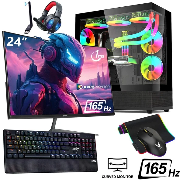 İzoly Ragnarok i7 12700F 32GB DDR4 RAM 1TB NVMe SSD RTX3070 8GB 24" 180Hz 240MM SIVI SOĞUTMA Oyuncu Oem Seti ürün görseli 1