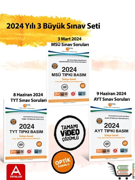 2024 yılı 3 Büyük Sınav AYT-TYT ve MSÜ Çıkmış Sorular 2024 Tıpkı Basımlar ürün görseli 1