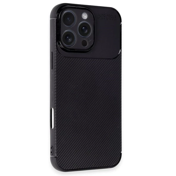 Apple iPhone 16 Pro Uyumlu Auto Focus Siyah Karbon Kapak Kılıf ürün görseli 1