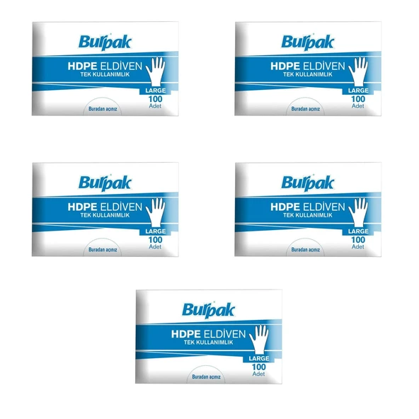 Burpak HDPE İş Temizlik Tek Kullanımlık Şeffaf Eldiven / Büyük Boy / 100 Adetlik 5 Paket ürün görseli 1