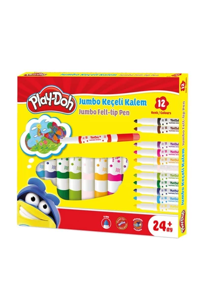 PLAY-DOH JUMBO KEÇELİ KALEM 6MM 12 Lİ - Resim 2