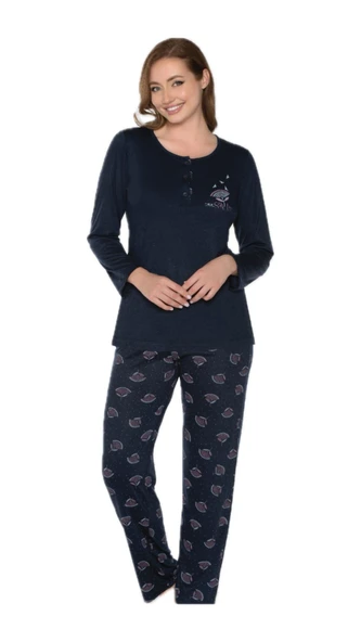 Alperi 790-06 Kadın Yuvarlak Yaka Uzun Kol Pijama Takım ürün görseli 1