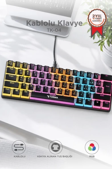 Kablolu Klavye Rgb Işıklı Mekanik Q Klavye TK04 Siyah ürün görseli 1