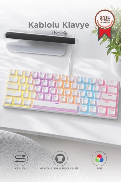 Kablolu Klavye Rgb Işıklı Mekanik Q Klavye TK04 Beyaz ürün görseli 1