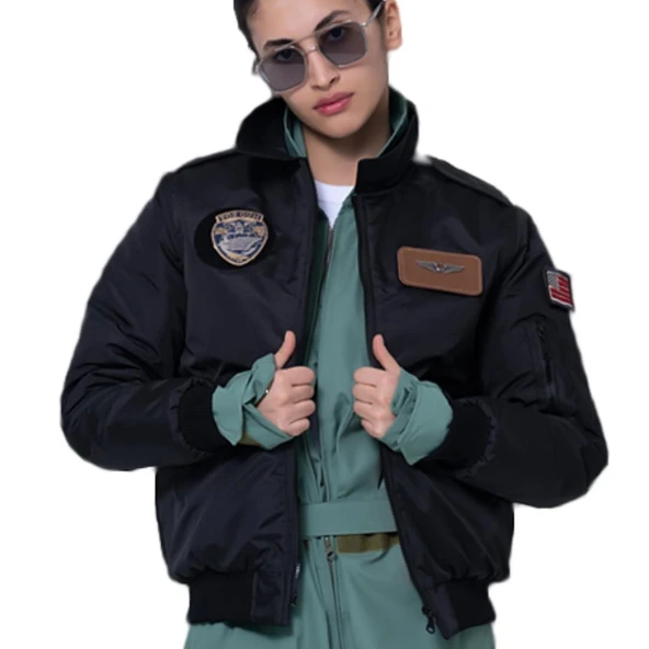 YAKALI Pilot Montu Siyah Kumaş SYK88_S ürün görseli 1