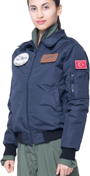 YAKALI Pilot Montu Lacivert Kumaş SYK88_L ürün görseli 1