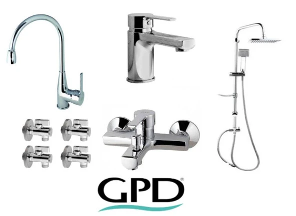 Gpd Solus 8 Parça Krom Armatür Musluk Batarya Banyo Seti ürün görseli 1