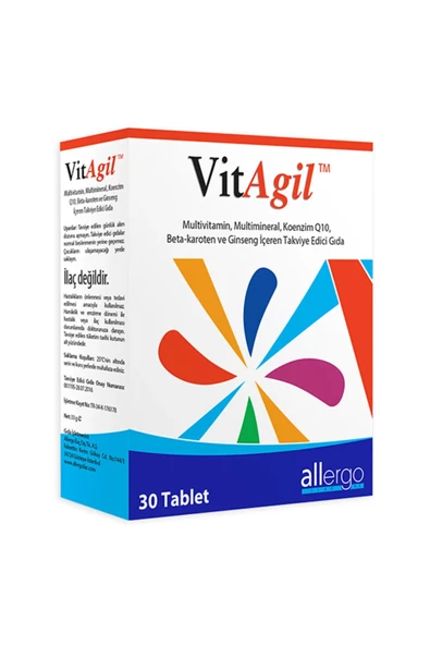 Vitagil Multivitamin Mineral COQ10 Beta Karoten Ginseng 30 Tablet ürün görseli 1
