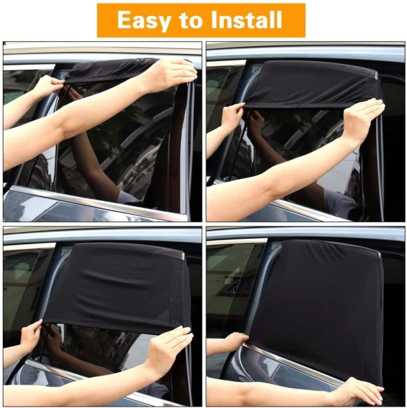 Araba Yan Cam Perdesi Sineklik Araç Oto Güneşlik Örtü Perde Kılıf 2 Adet ürün görseli 1