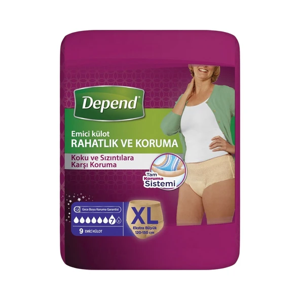 Depend Emici Külot Kadın Ekstra Büyük Boy XL 9'lu Hasta Bezi ürün görseli 1