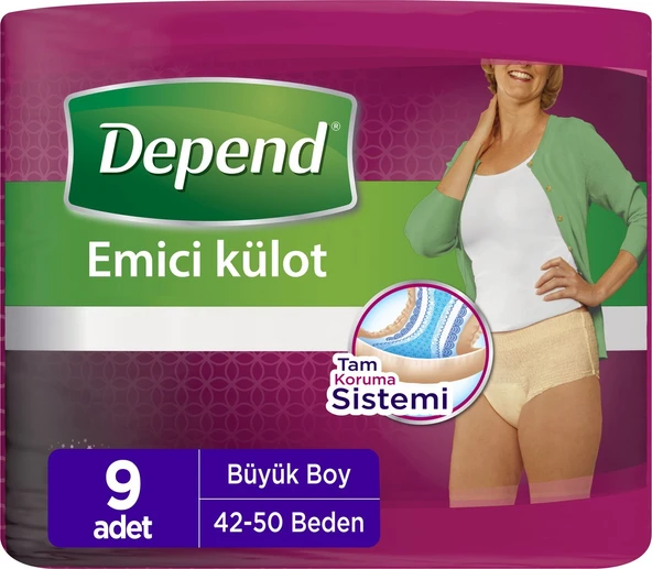 Depend Emici Külot Kadın Büyük Boy L 9'lu Hasta Bezi ürün görseli 1