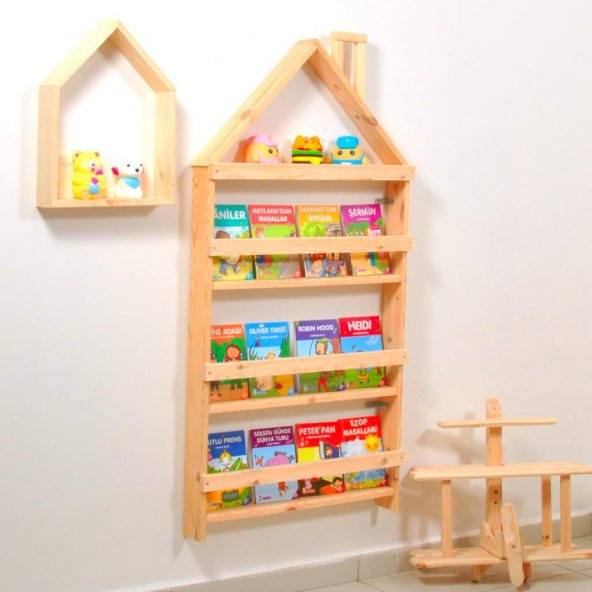 Çocuk Odası Eğitici Montessori Kitaplık Mobilya Raf Duvar Rafı 4 Lü ürün görseli 1