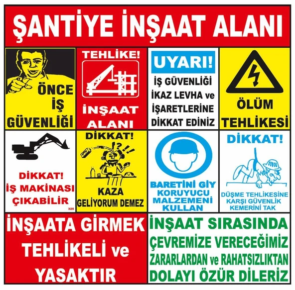 Şantiye İnşaat Alanı İnşaat Uyarı Levhası ürün görseli 1