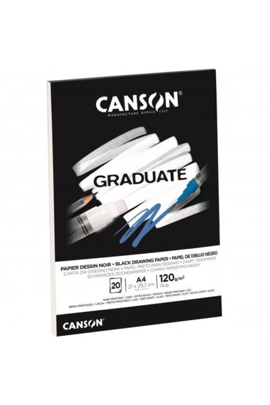Canson Çizim Bloğu Graduate Cangrad Siyah 20 Sayfa A4 120 GR ürün görseli 1