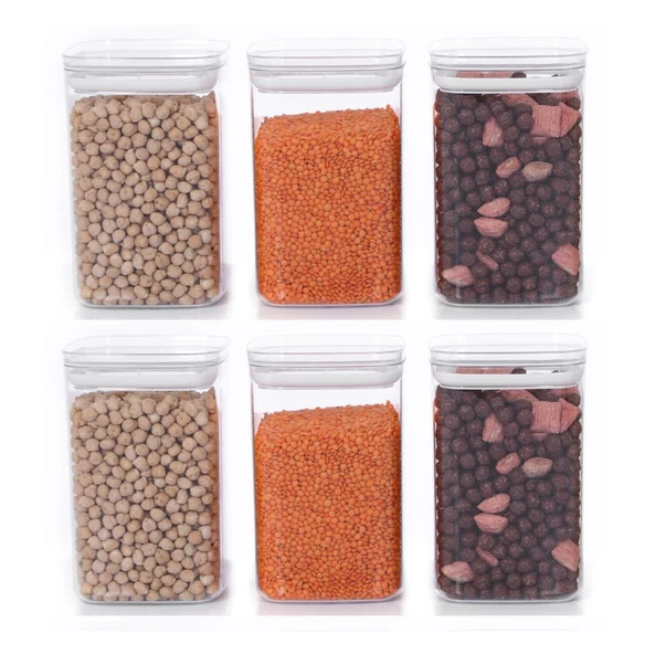 Vakumlu Hava Almaz Saklama Kabı Seti Erzak Kabı Kare 6 Adet 1400 ML ürün görseli 1
