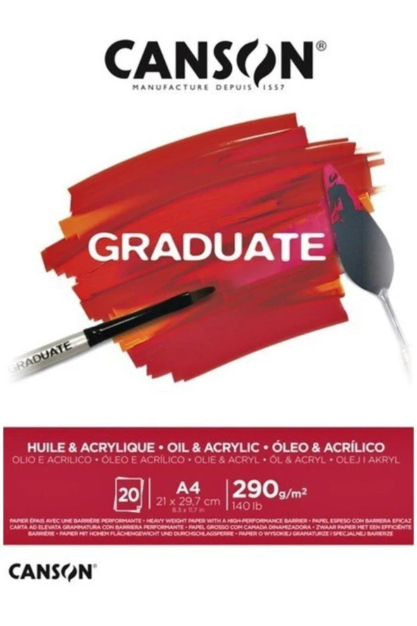 Canson Çizim Bloğu Graduate Yağlı Boya Ve Akrilik 20 Sayfa A4 290 Gram ürün görseli 1