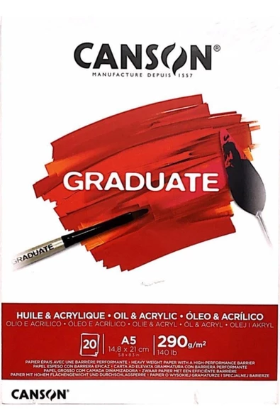 Canson Çizim Bloğu Graduate Yağlı Boya Ve Akrilik 20 Sayfa A5 290 Gram ürün görseli 1