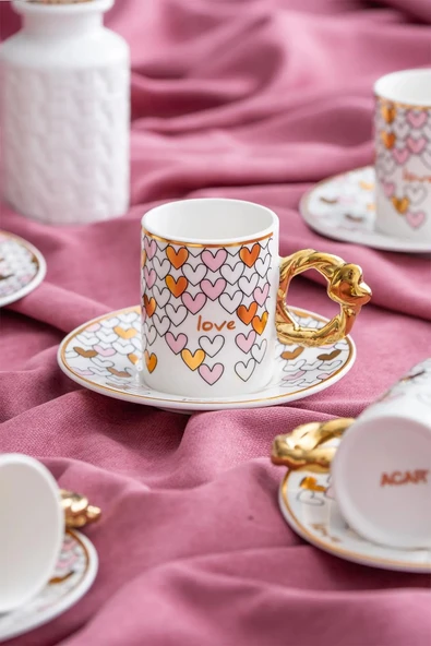 Acar Juliette 6 Kişilik Kahve Fincanı Takımı 90 ml Pembe 06013 ürün görseli 1