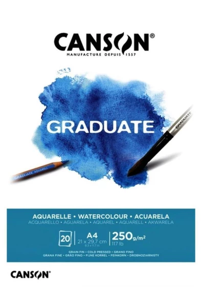 Canson Graduate Suluboya Defteri 250gr A4 20 Yaprak ürün görseli 1
