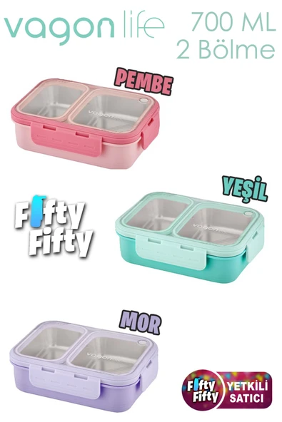 Vagonlife Lunch Box 700 ML Tek Kat İki Bölmeli Metal Kaşıklı Yeni Nesil Sefer Tası-FFLBOX7096 ürün görseli 1