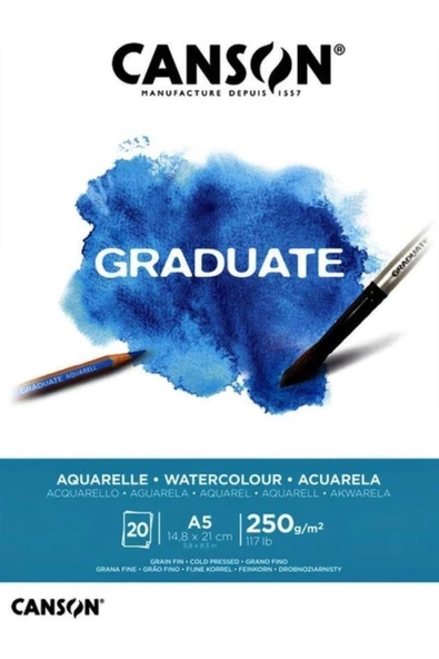 Canson Graduate Suluboya Defteri 250gr A5 20 Yaprak ürün görseli 1