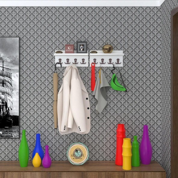 Kenzlife elbise askılığı karayemiş2 byz 26*076*12 vestiyer portmanto askı askılık 8 adet askı ürün görseli 1