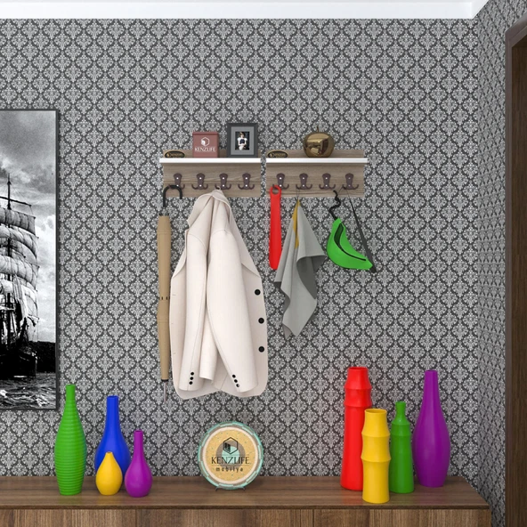 Kenzlife elbise askılığı karayemiş2 crd 26*076*12 vestiyer portmanto askı askılık 8 adet askı ürün görseli 1
