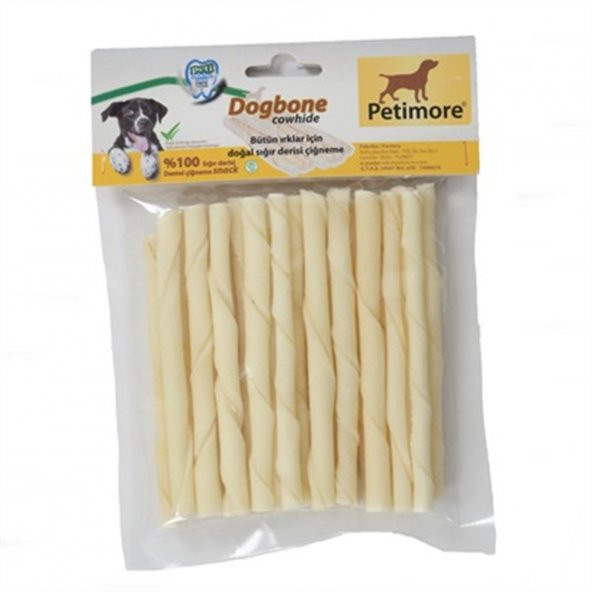 PETİMORE M-L BURGU BEYAZ ÇUBUK ECO 25 ADET KÖPEK ÖDÜLÜ ÇİĞNEME VE ÖDÜL KEMİĞİ ürün görseli 1