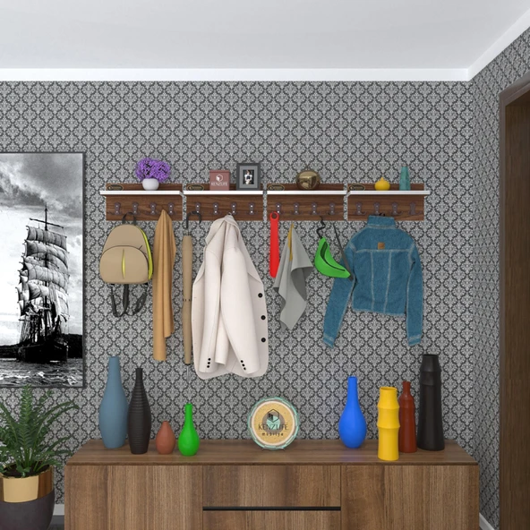 Kenzlife elbise askılığı karayemiş4 cvz 26*152*12 vestiyer portmanto askı askılık 16 adet askı ürün görseli 1