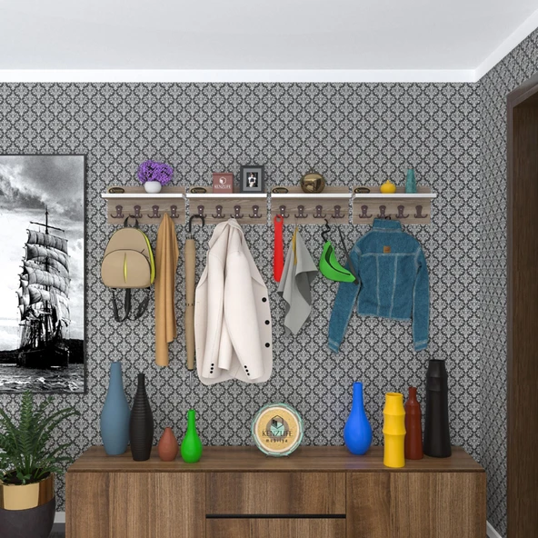 Kenzlife elbise askılığı karayemiş4 crd 26*152*12 vestiyer portmanto askı askılık 16 adet askı ürün görseli 1
