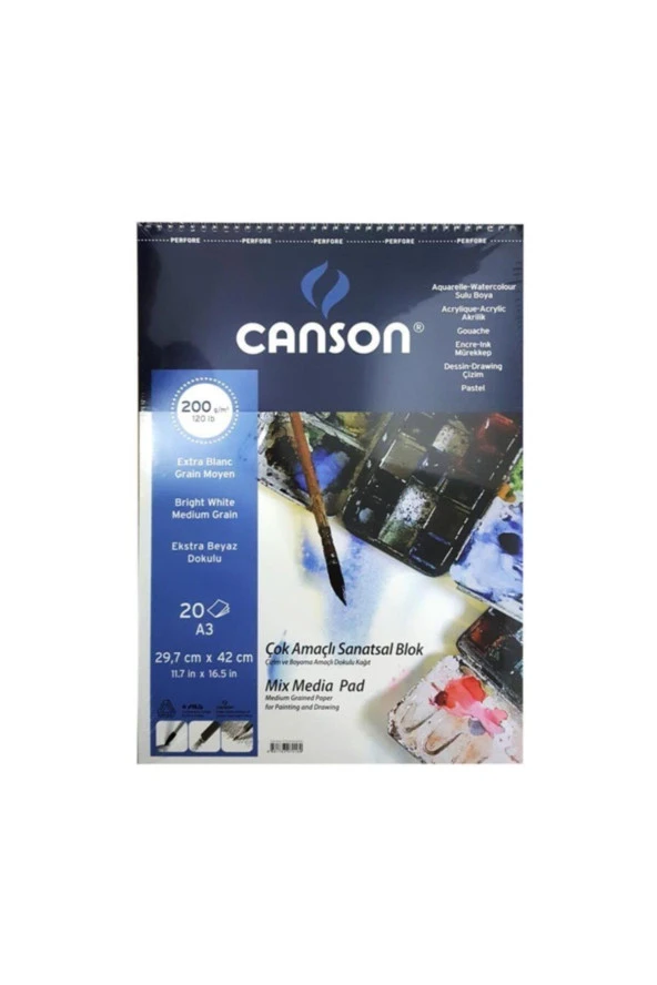 Canson A3 Üsten Spiralli Finface Resim Blok 200 gram 20 Yaprak ürün görseli 1