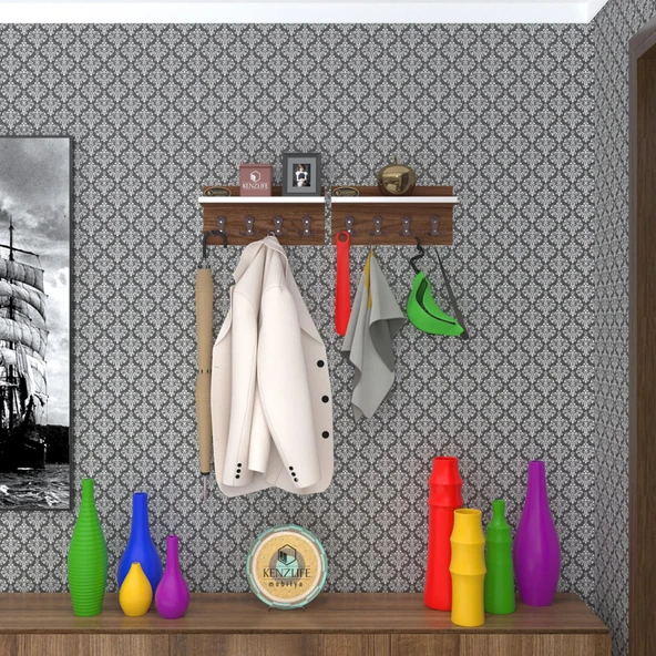 Kenzlife elbise askılığı karayemiş2 cvz 26*076*12 vestiyer portmanto askı askılık 8 adet askı ürün görseli 1