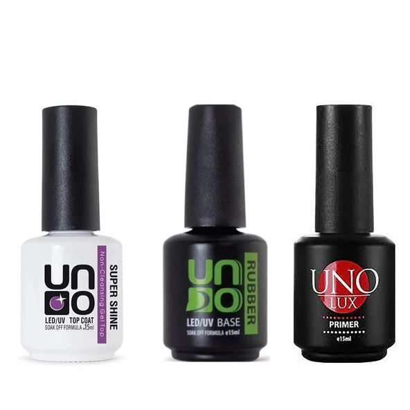 Fontenay Kalıcı Oje Seti Uno Lux Primer 15 Ml +Rubber Base Gel 15ml+SuperShine Top Coat 15ml ürün görseli 1