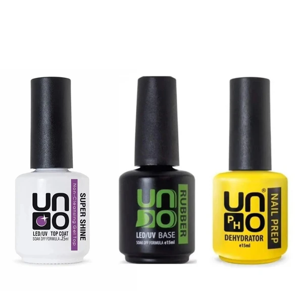 Fontenay Kalıcı Oje Seti Uno NailPrep Dehydrator 15 ml+Rubber Base Gel 15ml+SuperShine Top Coat 15ml ürün görseli 1