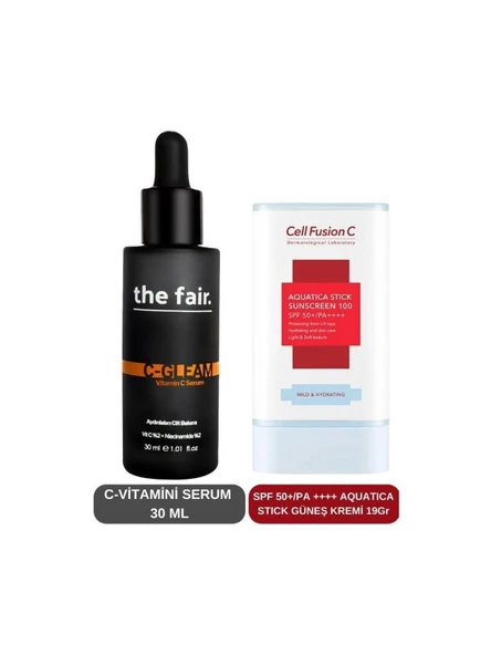 the fair. C Vitamini Aydınlatıcı Gözenek Bakım ve Aquatica Stick Güneş Kremi Set ürün görseli 1