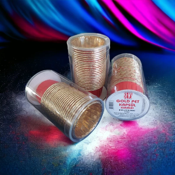 GOLD PET KAPSÜL (43X35) KIRMIZI ASETATLI 25'Lİ - Resim 3