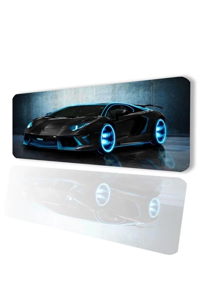 SonicTouch Tron Yarış Arabası Temalı Kaymaz Gaming Oyuncu Masaüstü Dikişsiz Siyah Klavye Mouse Pad 32x70Cm ürün görseli 1