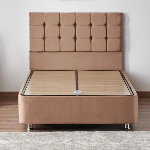 Niron Rama Baza ve Başlık Seti 120x200 cm Tek Kişilik Sütlü Kahve Kumaş Baza ve Başlığı Soho Kumaş ürün görseli 1