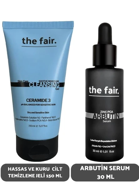 the fair. Hassas ve Kuru Cilt Temizleme Jeli 150 ml ve Arbutin Serumu 30 ml ürün görseli 1