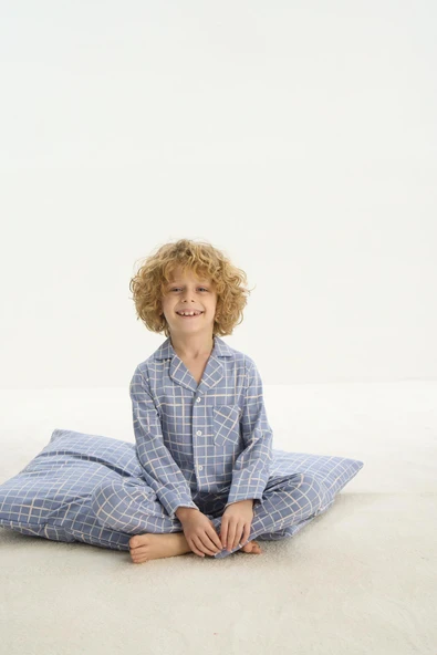 ZEYZEY 8748 Erkek Çocuk Önden Düğmeli Pijama Takım ürün görseli 1