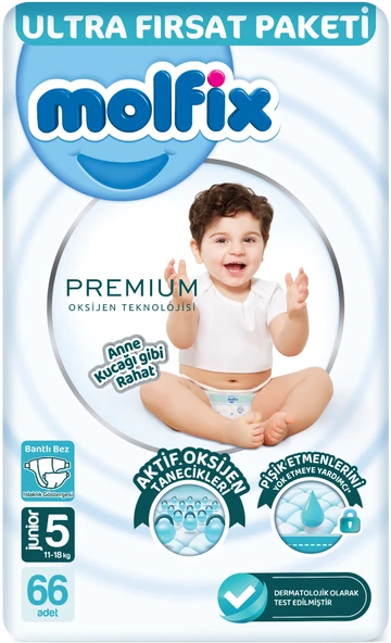 Molfix Premium Bebek Bezi Beden:5 (11-18KG) Junior 66 Adet Ultra Fırsat Pk ürün görseli 1