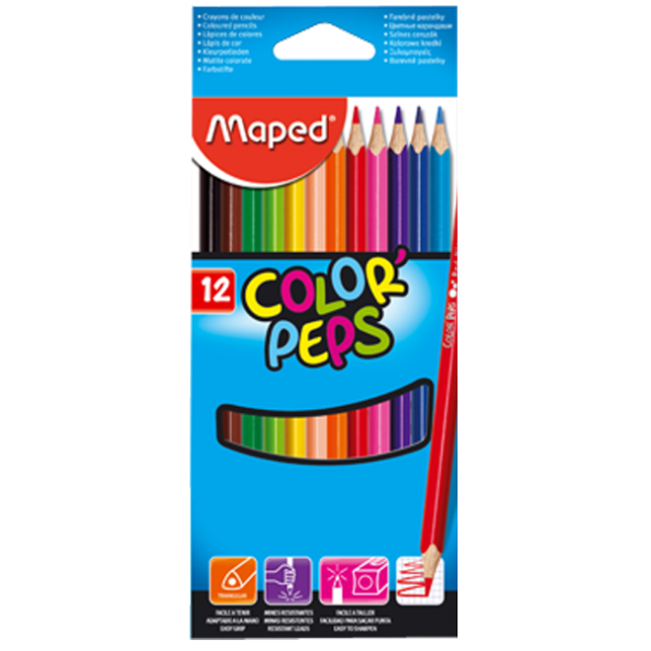 Maped Kuru Boya Karton Kutu Tam Boy Üçgen 12 Renk 183212 ürün görseli 1