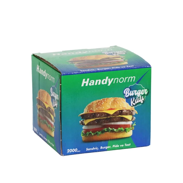 Handynorm Hamburger Burger Pide Tost Sandviç Kılıfı Poşeti - 12.5x12.5 Cm. - 2000 Adetlik 1 Kutu ürün görseli 1