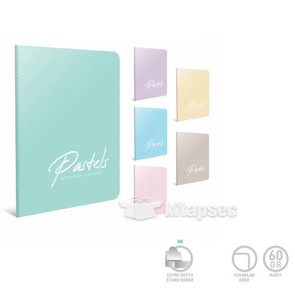 Pastels Tel Dikişli Plastik Kapak Defter A6 80 Yaprak Kareli Standart (4131) Gıpta ürün görseli 1