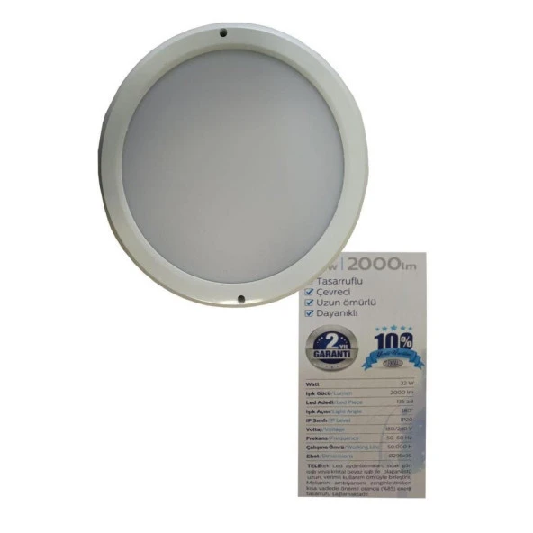 Teletek 22W Banyo Armatür 4000K - Resim 3