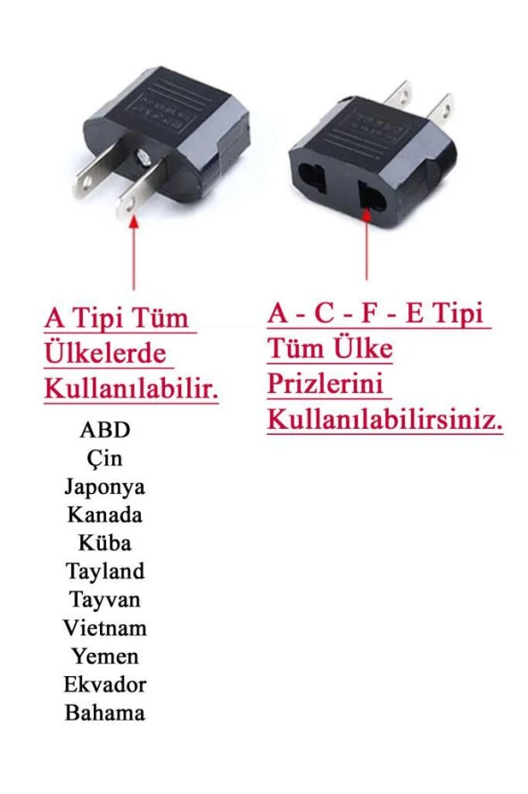 Amerikan - Türk Priz Çevirici Adaptör - Resim 3